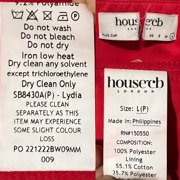 House of CB Women’s Red Strapless Plunge Corset Top Size‎ Large - Picture 10 of 12